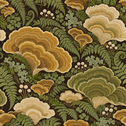 Rich earth-tone wallpaper bringing nature indoors