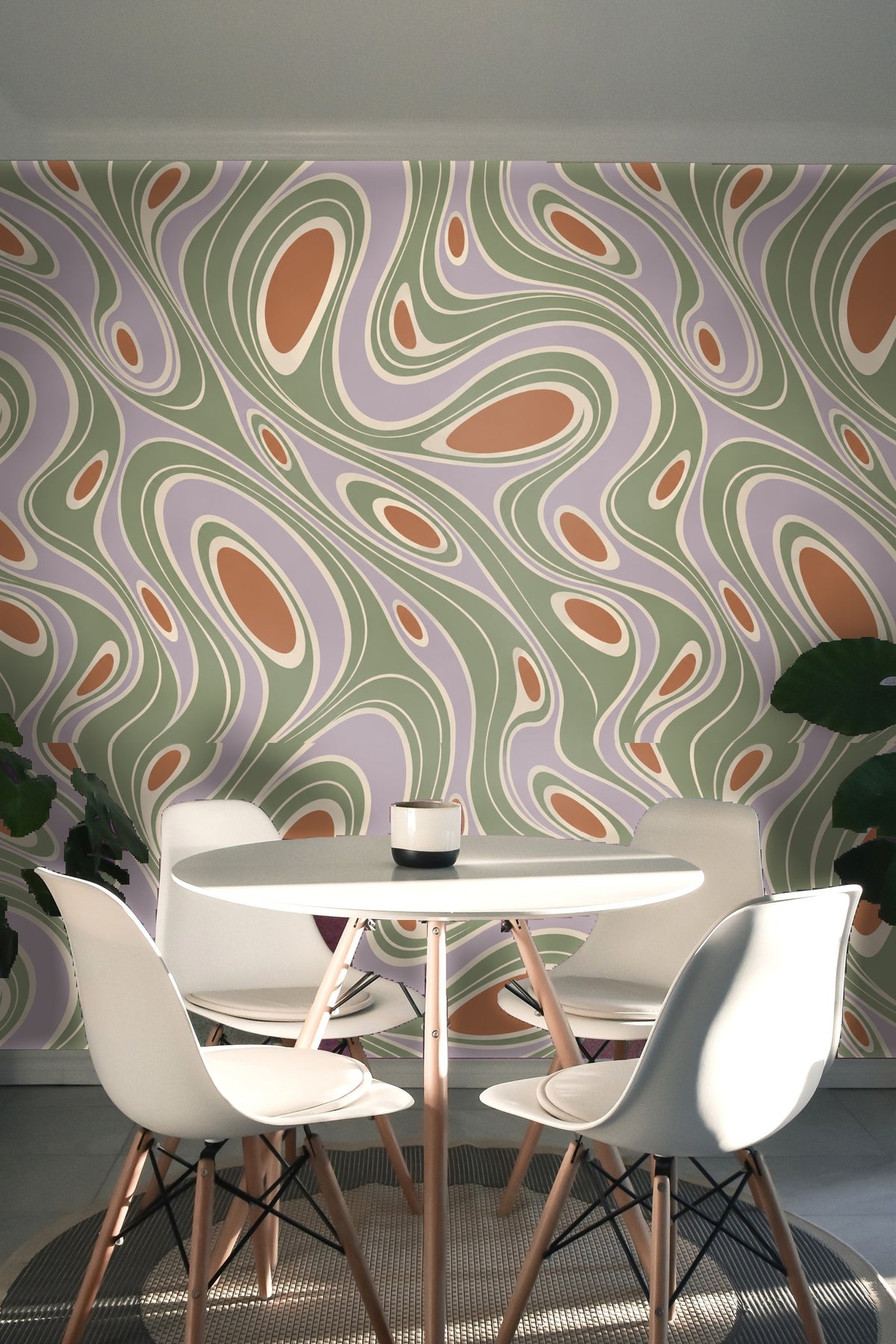 Visual texture of wallpaper pattern resembling river grain with contemporary lines