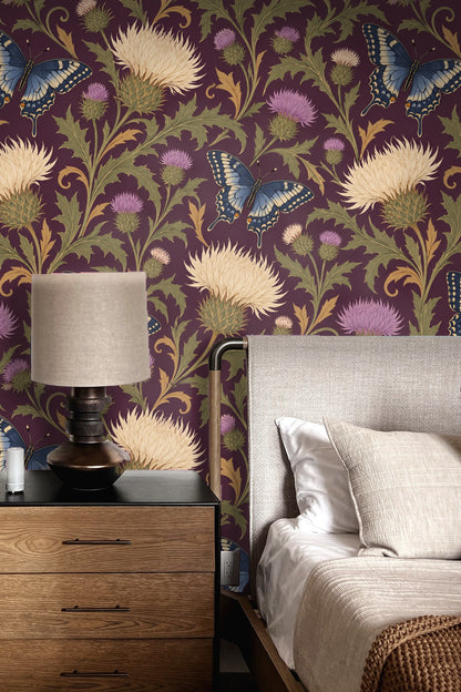 Wall view from side angle showcasing wallpaper scale against room elements