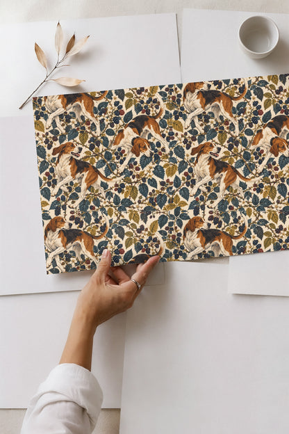 Leaf and berry cluster with subtle shading in Foxhound Blackberry wallpaper