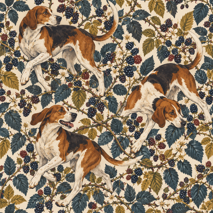Overall pattern density and composition highlighting botanical and animal elements