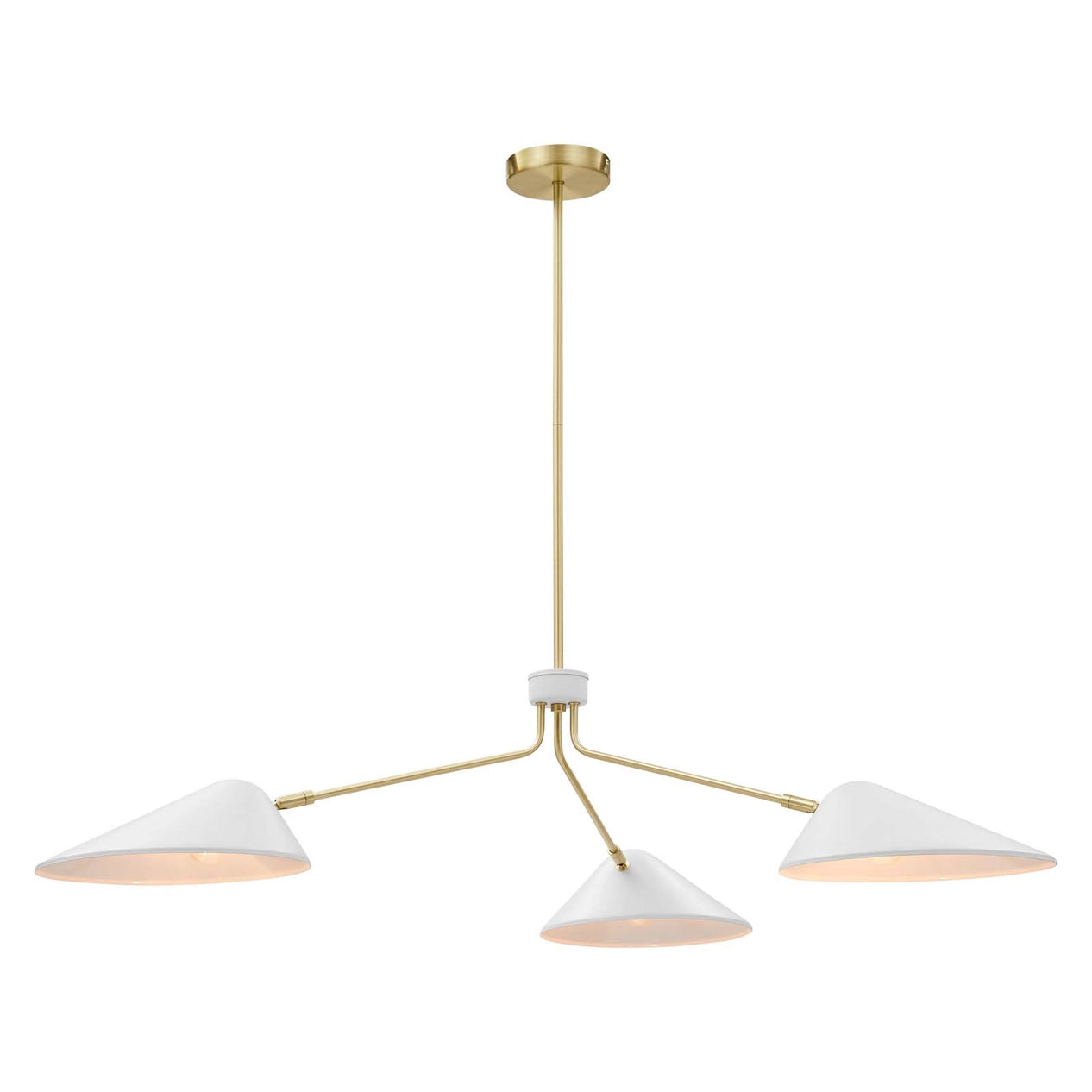 Arctic Odyssey white arm pendant, 3-light adjustable kitchen island light