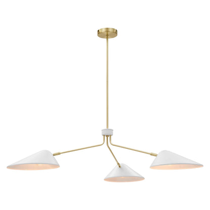 Arctic Odyssey white arm pendant, 3-light adjustable kitchen island light