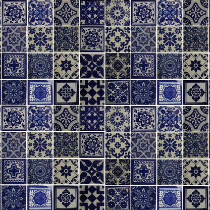 Blue and White Design Mexican Tiles 4x4 by Mediterranean Collection — view 2