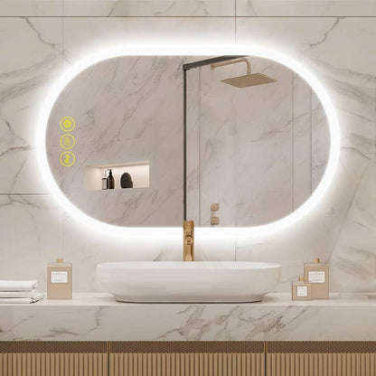 20x32" Oval Frameless Led Anti-Fog Dimmable Bathroom Mirror