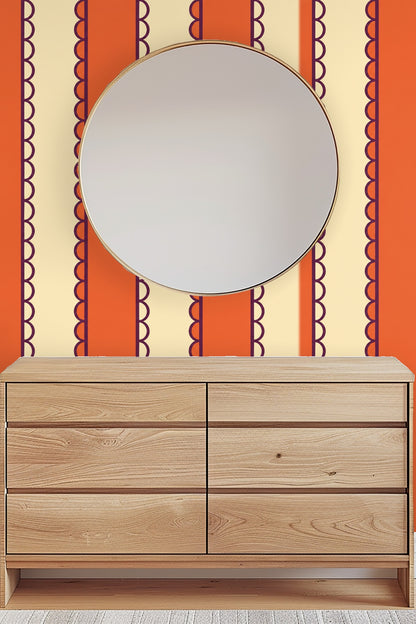 Geometric Marigold Lines wallpaper shown in an interior setting