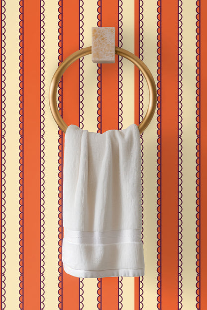 Geometric Marigold Lines wallpaper shown in an interior setting