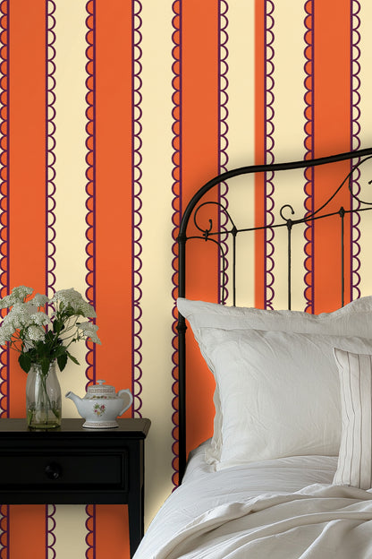 Geometric Marigold Lines wallpaper shown in an interior setting