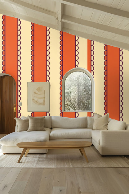 Geometric Marigold Lines wallpaper shown in an interior setting