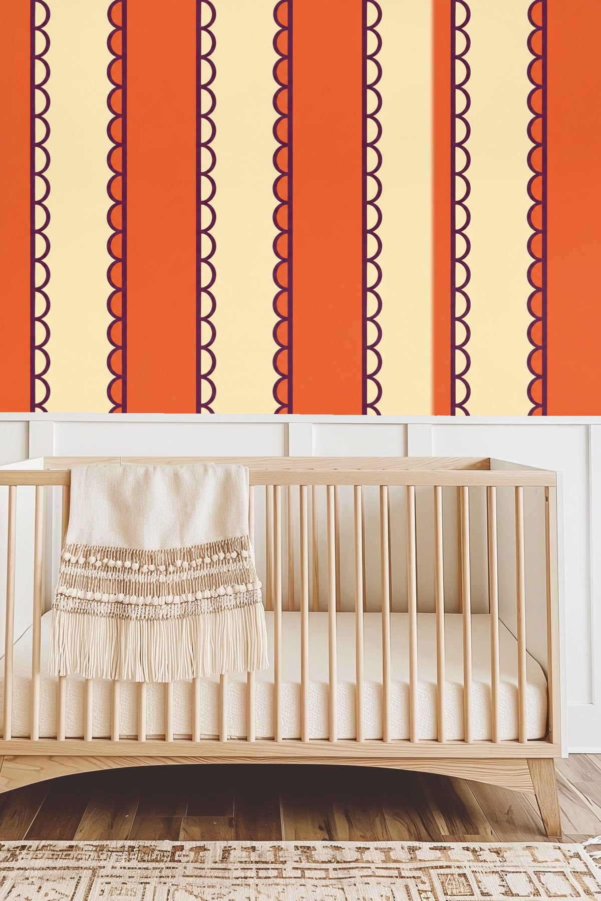 Geometric Marigold Lines wallpaper shown in an interior setting