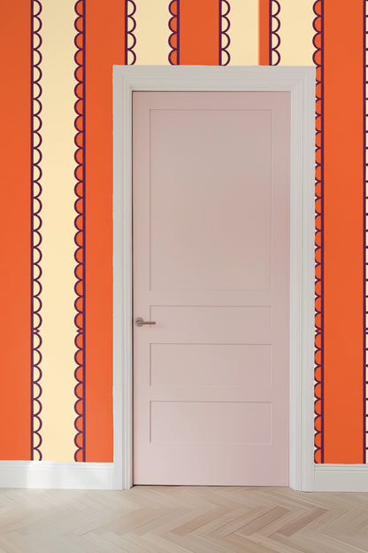 Geometric Marigold Lines wallpaper shown in an interior setting