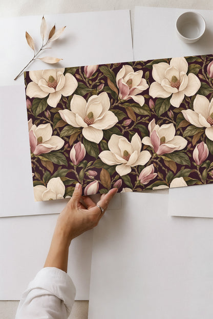 Close magnolia flower petals with delicate shading and naturalistic veins