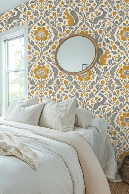 Texture of painted pattern on wallpaper surface