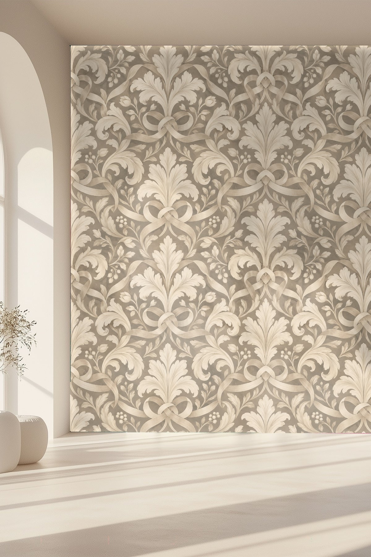 Artistic framing showing brushstroke texture in the foliage of Pearl Leaf Cartouche