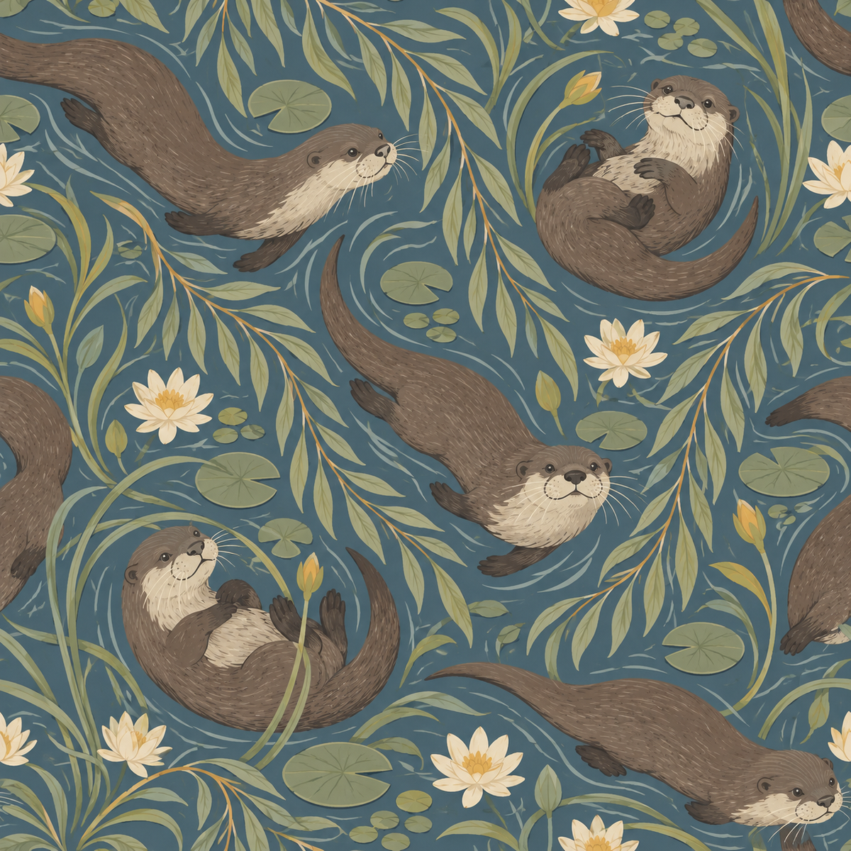 Willow Otter Tides wallpaper shown in an interior setting