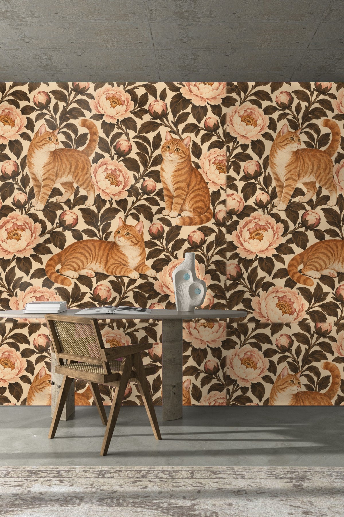 Soft shadows cast on wallpaper showing texture and pattern depth