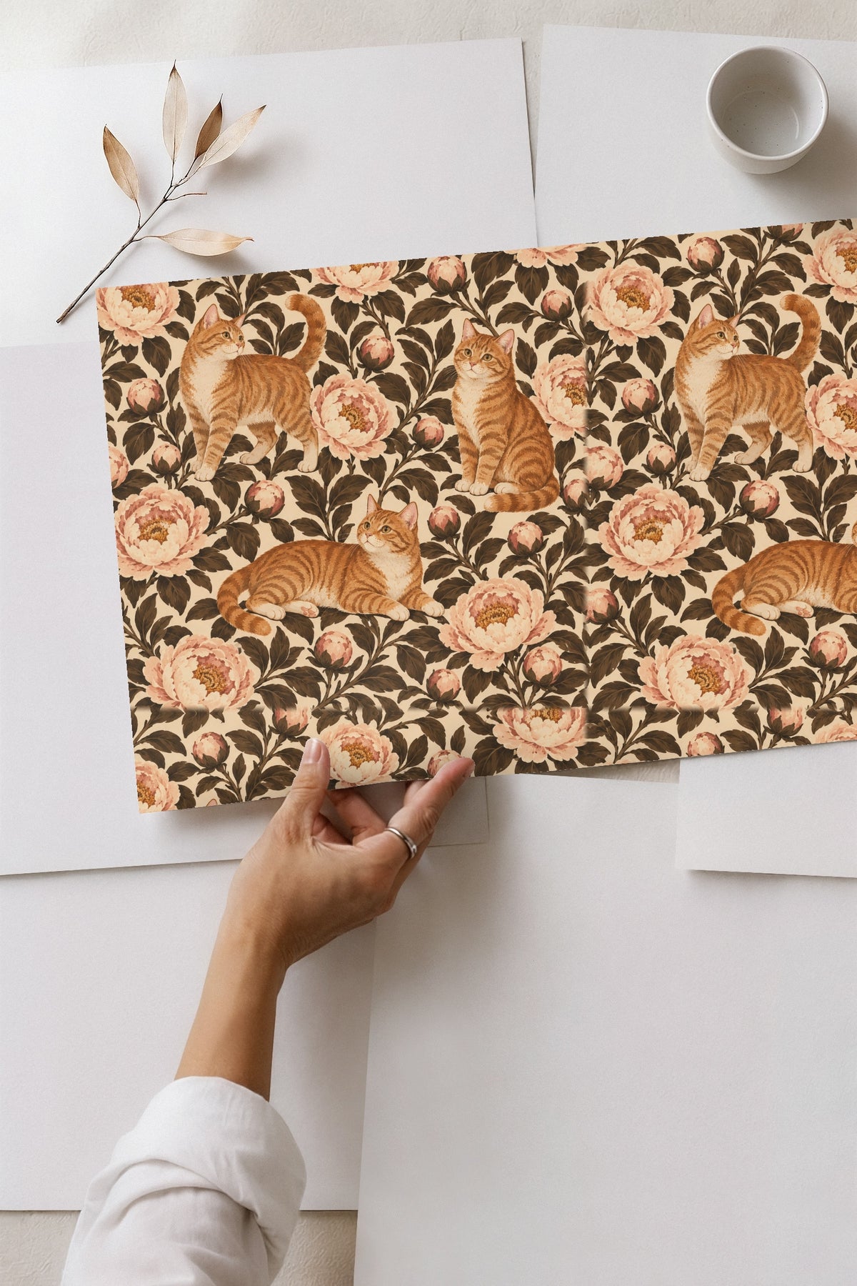 Wallpaper background providing elegant and playful ambiance to a small room