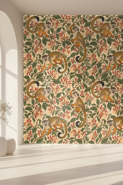 Wide shot of wall pattern covering entire wall space with arch-shaped ceiling frame