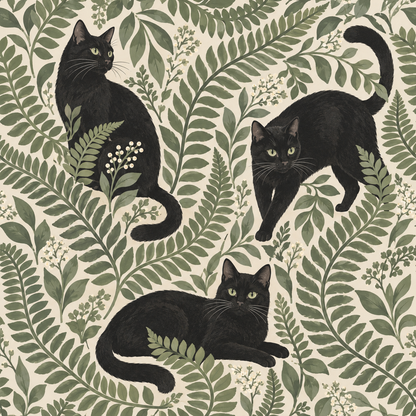 Midnight Fern Prowlers wallpaper shown in an interior setting
