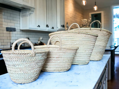 French Basket, Straw Tote Bag, Grocery Bag, Woven Bag by Melecraft