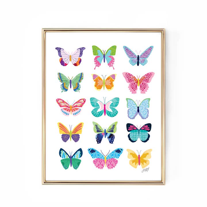 Colorful Butterflies Collage - Art Print by Lindsey Kay Collective