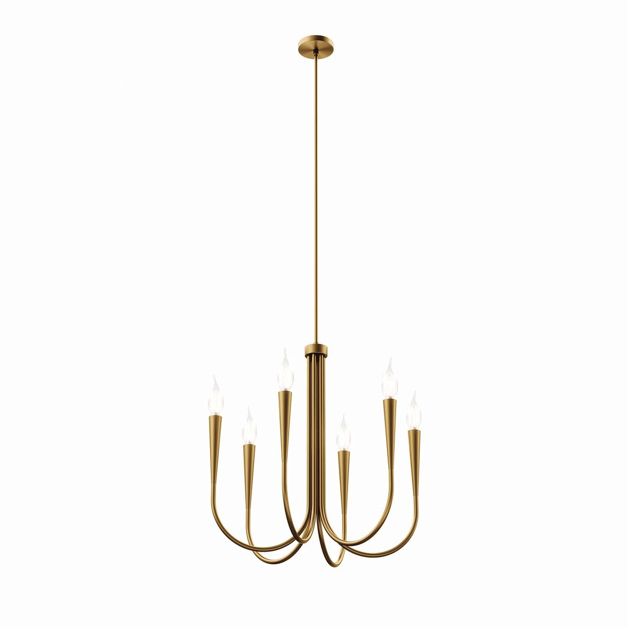 Satin Brass Arc 6-Light Chandelier warm gold modern ceiling fixture