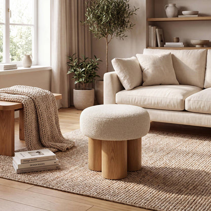 Mushroom Stool with Pleated Upholstered Seat, 3 Colors,16.5" by HOMYCASA DESIGN INC — view 3