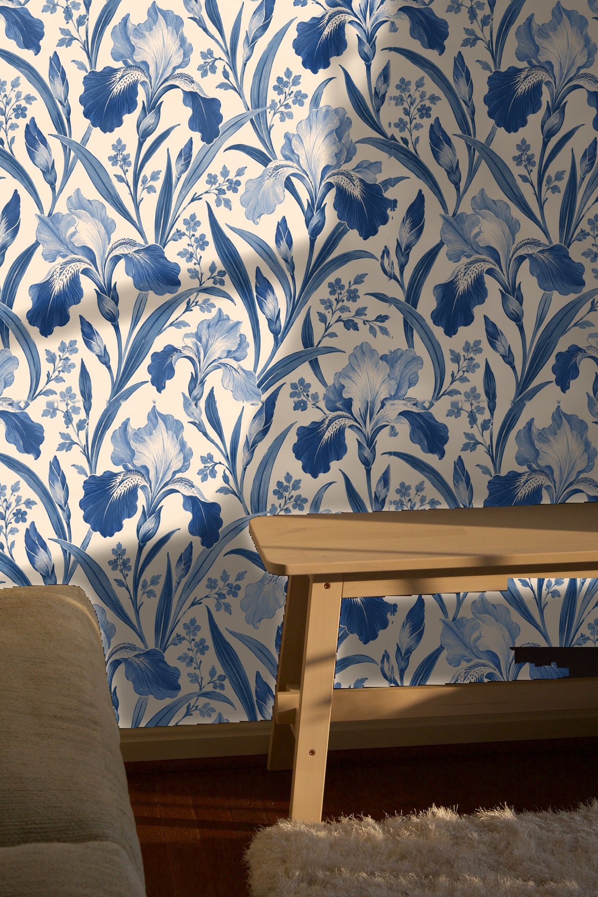 Wallpaper repeated pattern creating rhythmic botanical flow