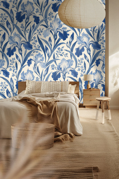Swirling iris petals and buds with fine line detail creating a painterly effect