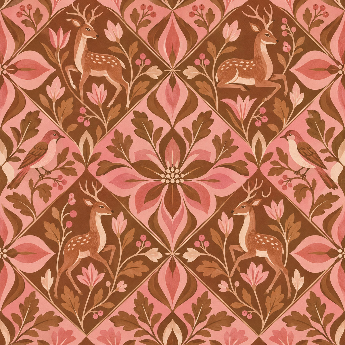 Prairie Blooms and Deer wallpaper shown in an interior setting