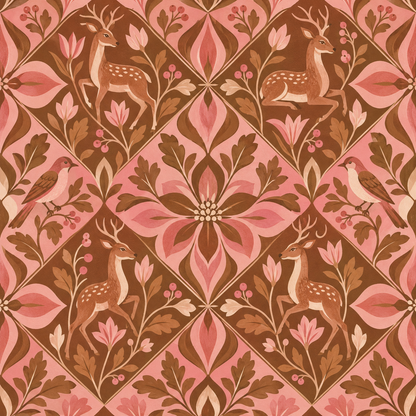 Prairie Blooms and Deer wallpaper shown in an interior setting