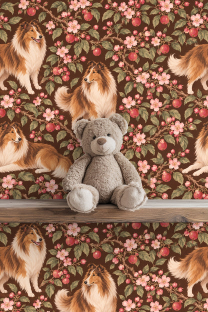 Scattered leaves and blossoms adding depth and texture to wallpaper design