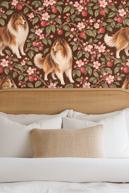Pink and white flower clusters highlighted against walnut brown backdrop