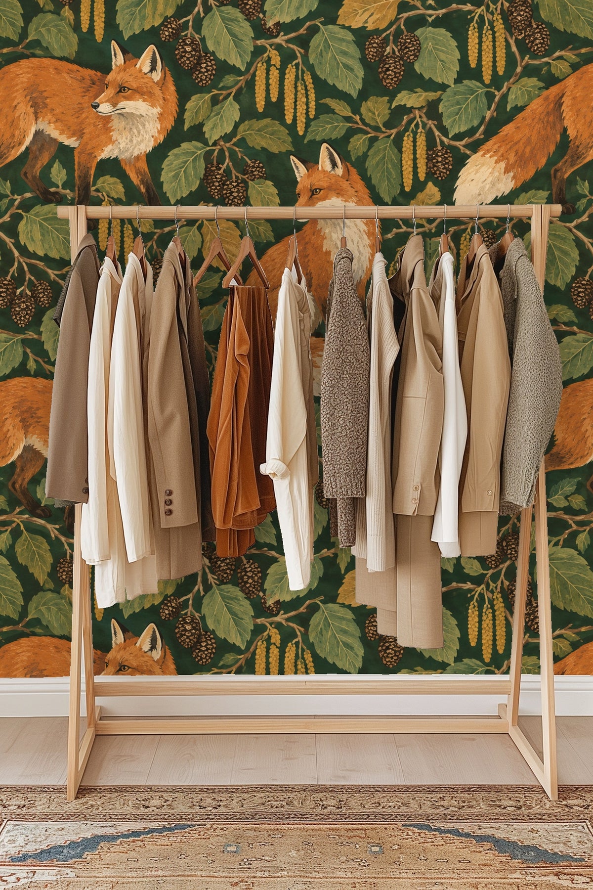 Pine cones and catkins on alder branches from wallpaper