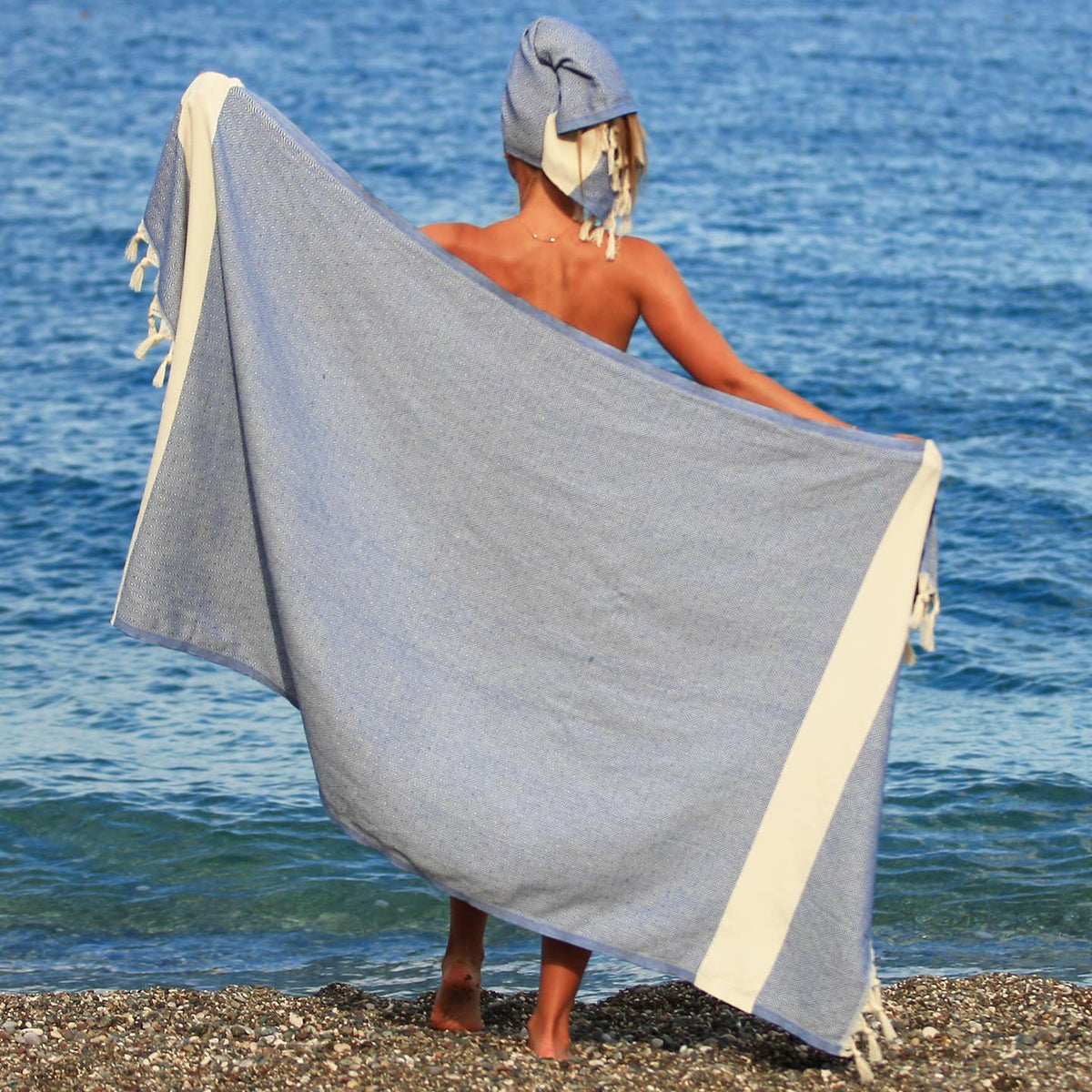 Astrea Turkish Cotton Peshtemal Beach Towel by East'N Blue — view 5