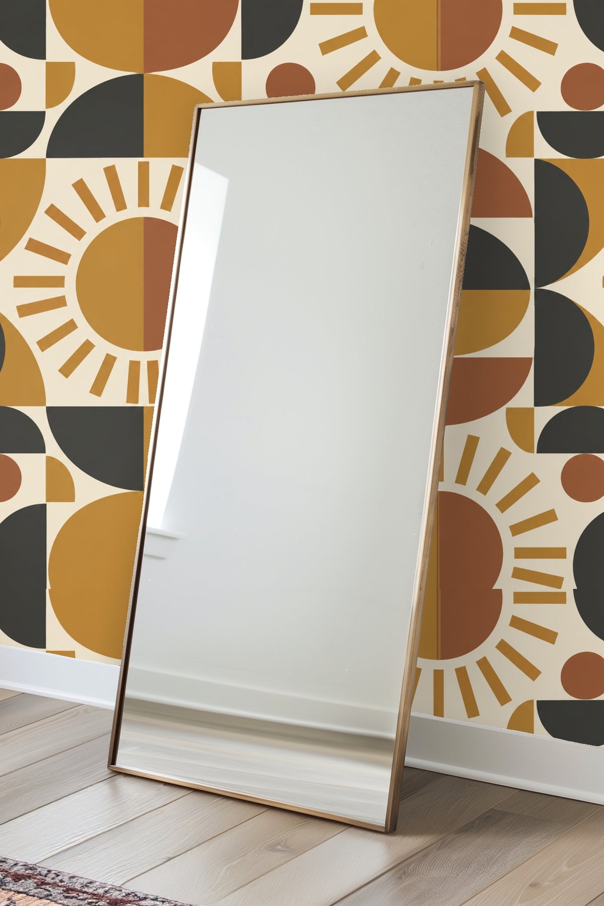Section of wallpaper highlighting rhythmic repetition of curved shapes