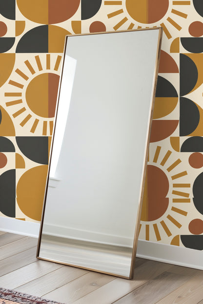 Section of wallpaper highlighting rhythmic repetition of curved shapes