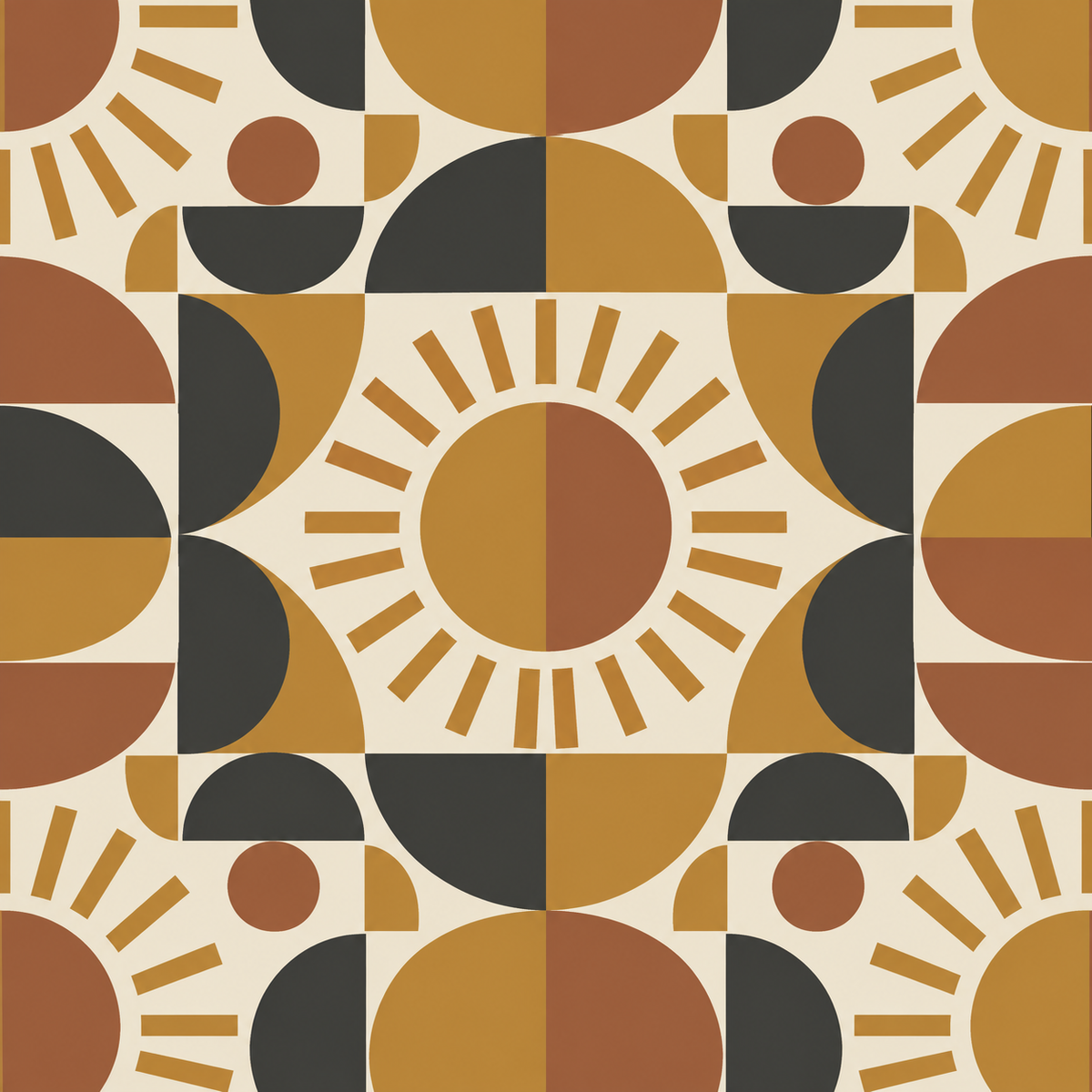 Abstract geometric wallpaper mural in earthy terracotta and ochre tones