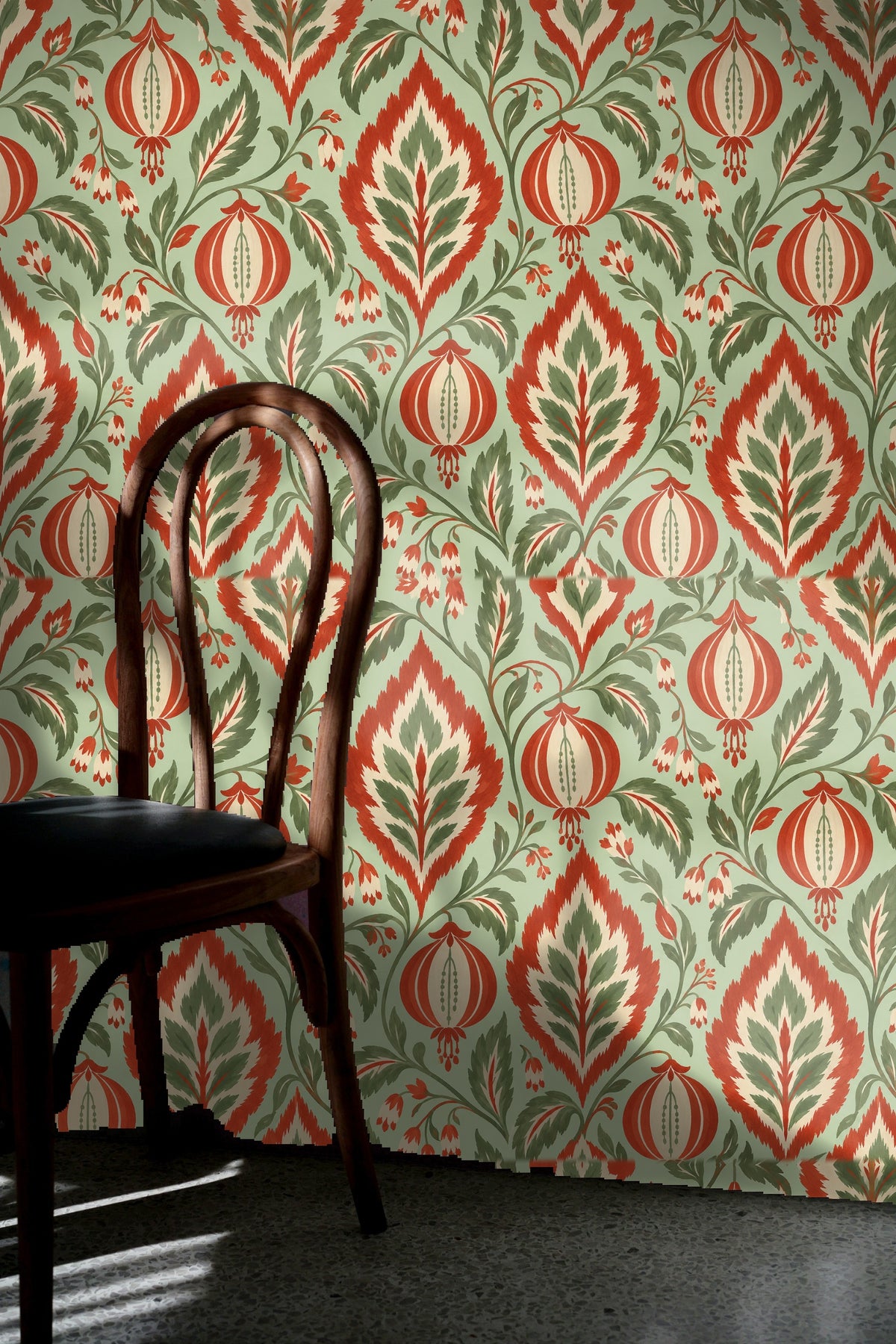 High-impact pattern layering color, line, and texture with a folk art sensibility and modern color story.
