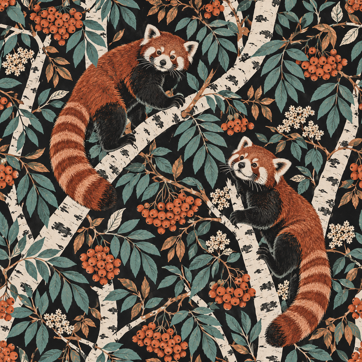 Detailed segment highlighting the vibrant orange berries clustered atop the green-blue leaves.