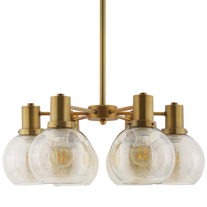 Echo Radiance chandelier, amber glass and brass mid-century fixture