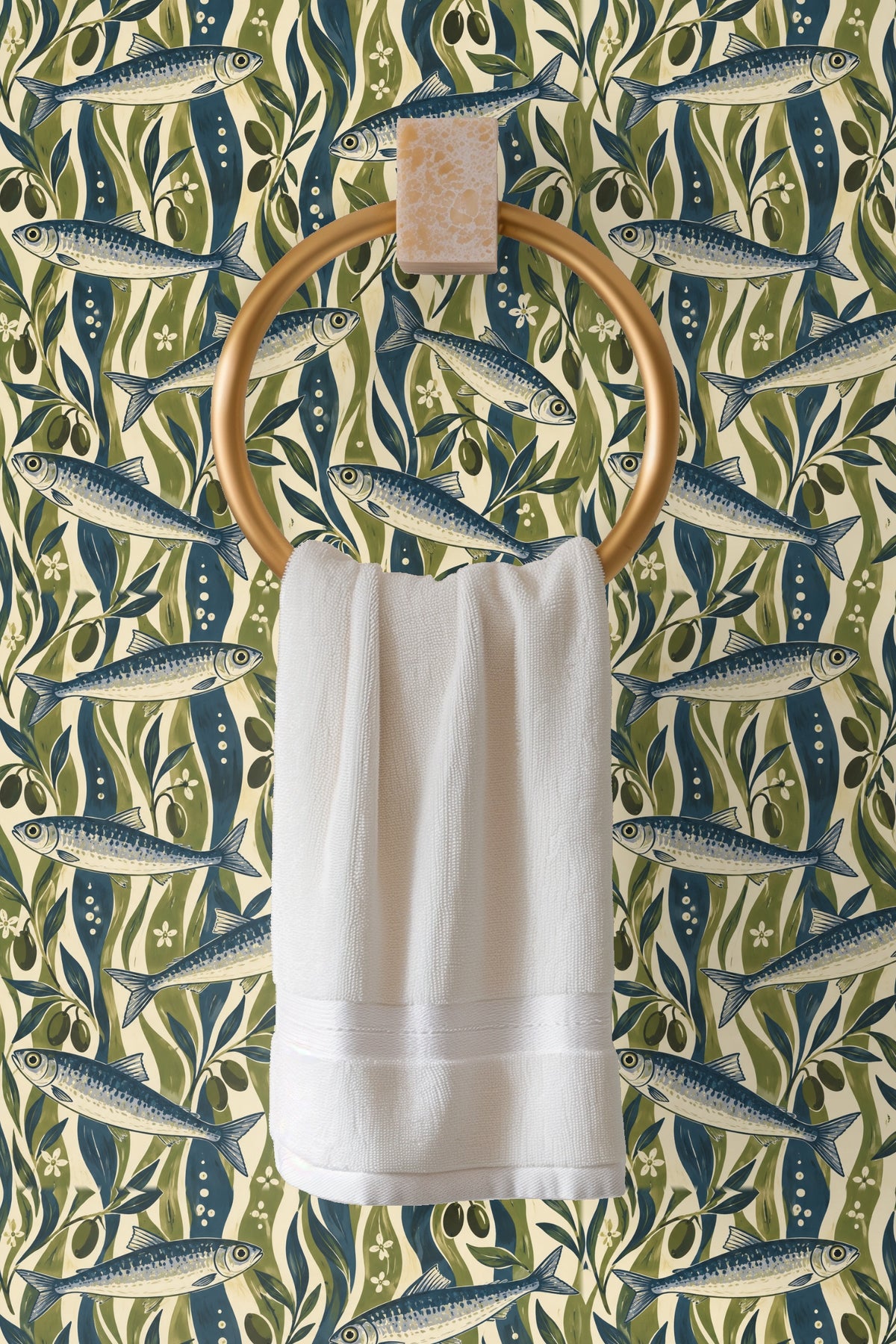 Natural and artistic wallpaper with a timeless painterly quality in cool and warm tones.
