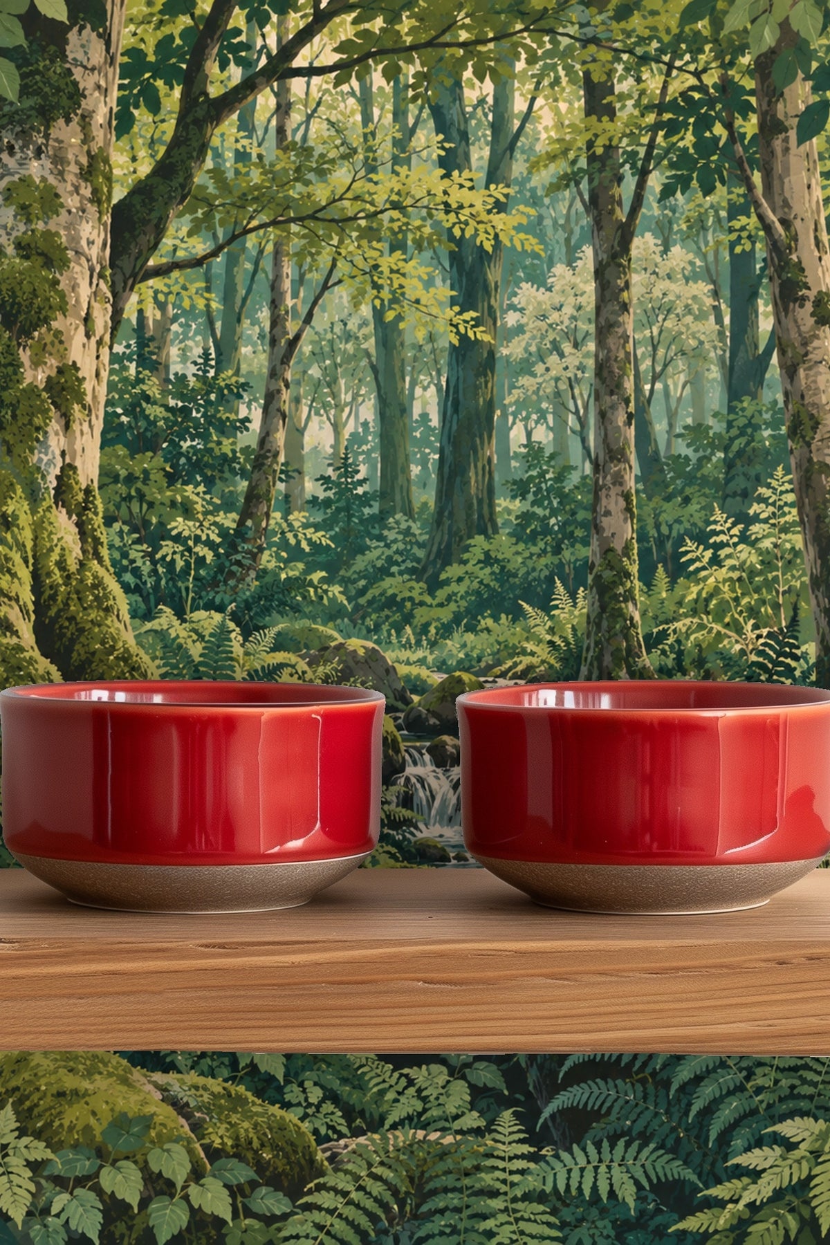 Segment of wallpaper with focus on the cascading stream between mossy stones.