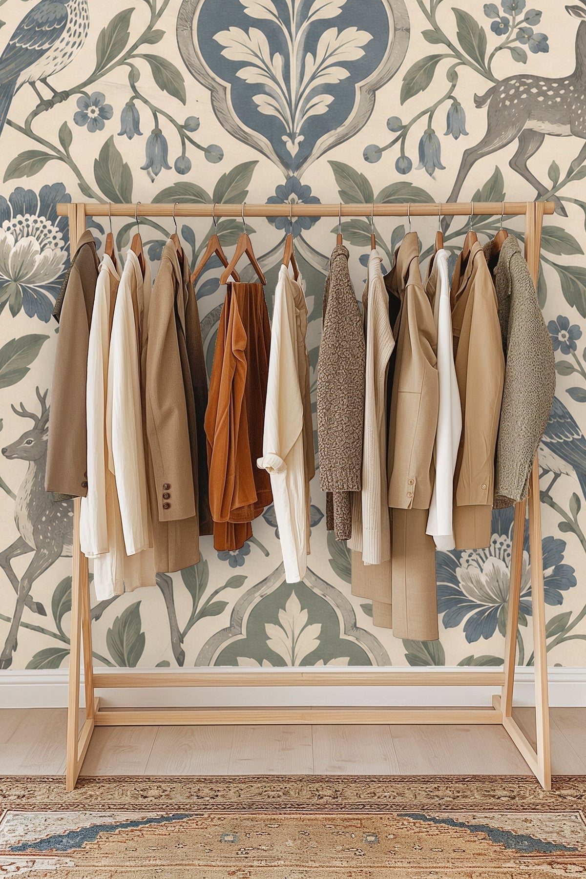 Patina Moon Medallions wallpaper shown in an interior setting
