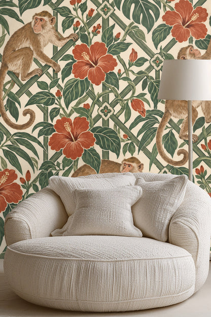 Mood shot with natural light highlighting wallpaper’s textured paper surface