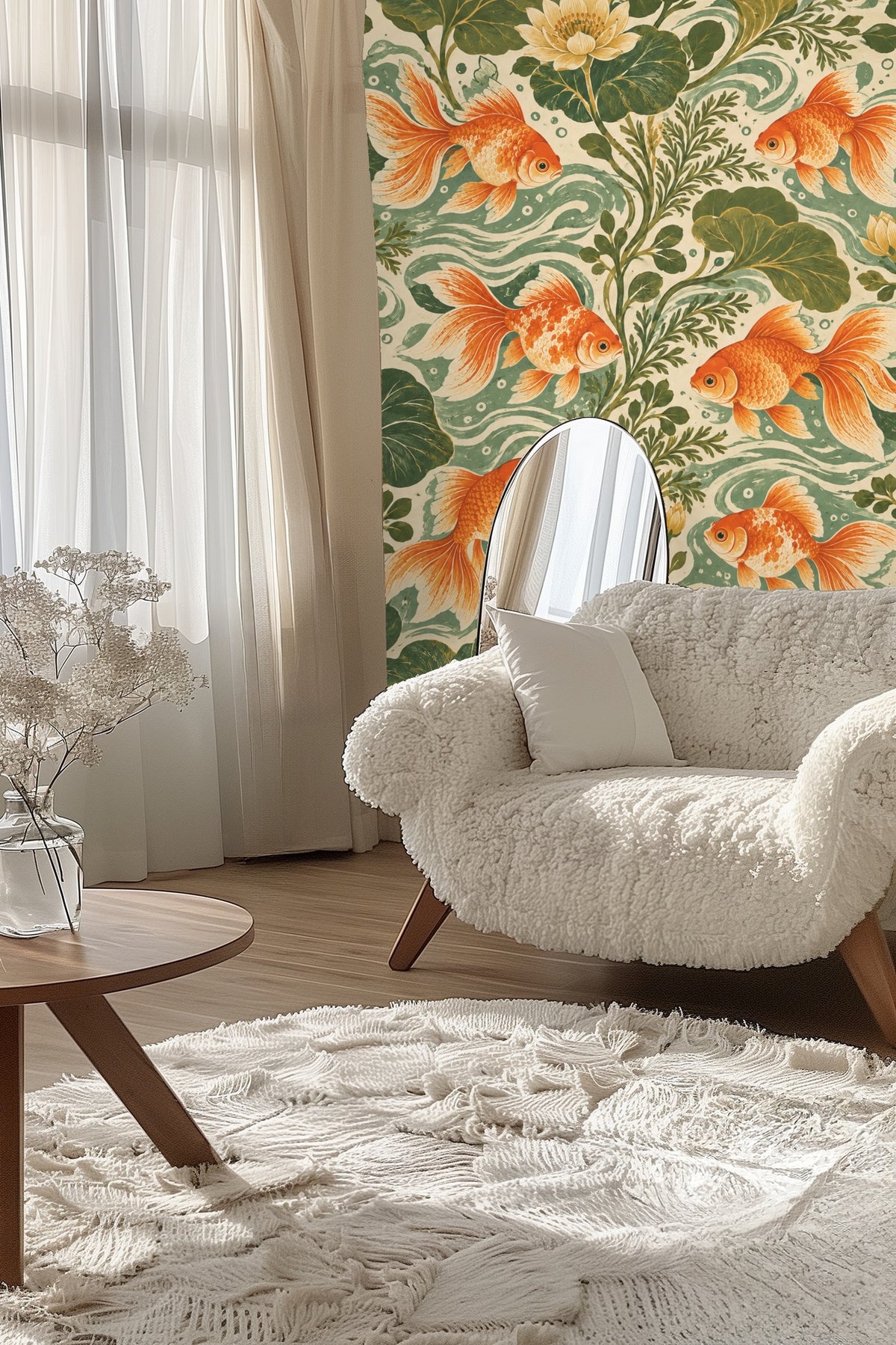 Nature-inspired wallpaper palette blending flat green with vibrant orange