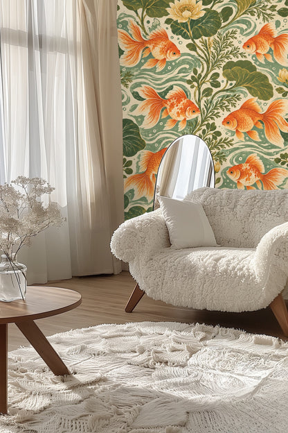 Nature-inspired wallpaper palette blending flat green with vibrant orange