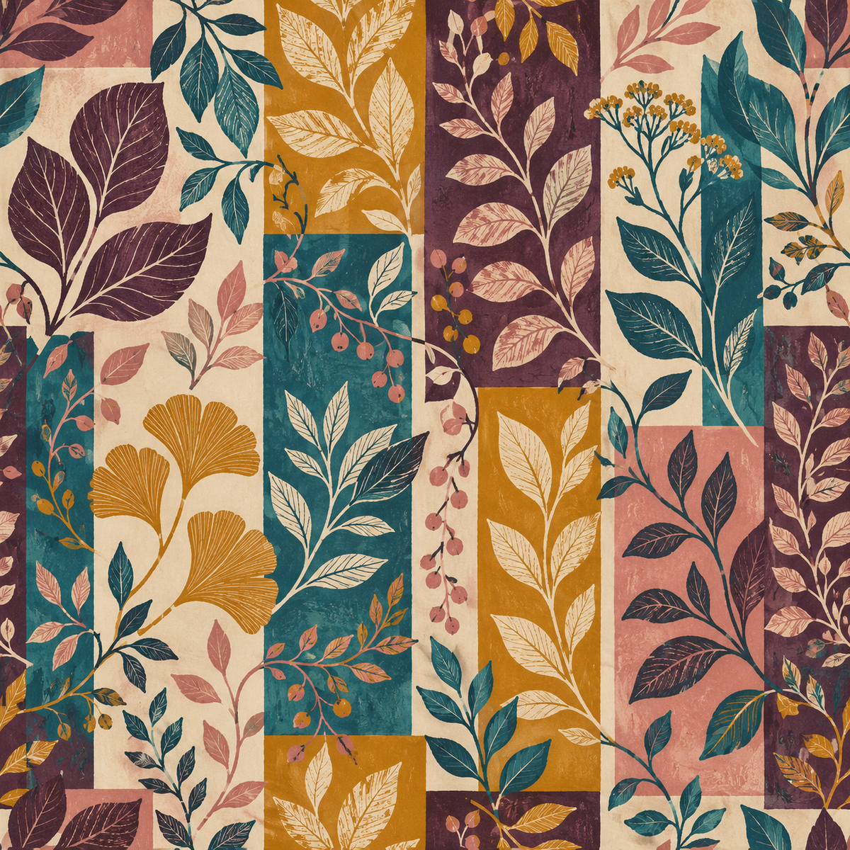 Wallpaper as seen in a styled interior with natural light enhancing the warm tones