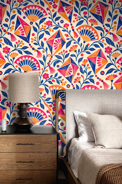 Perspective on the wallpaper repeat scale relative to standard wall height.