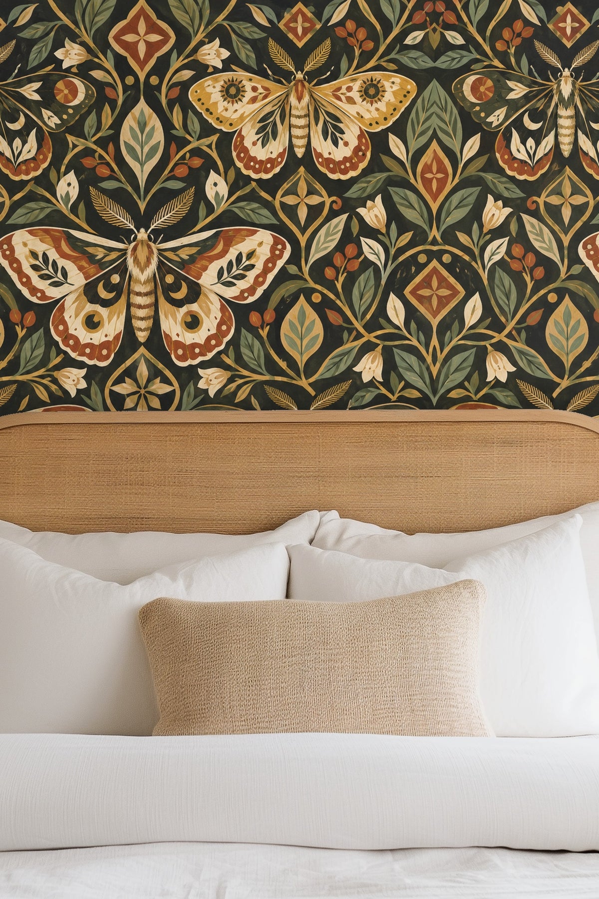 Overall wallpaper sample highlighting medallion and floral elements